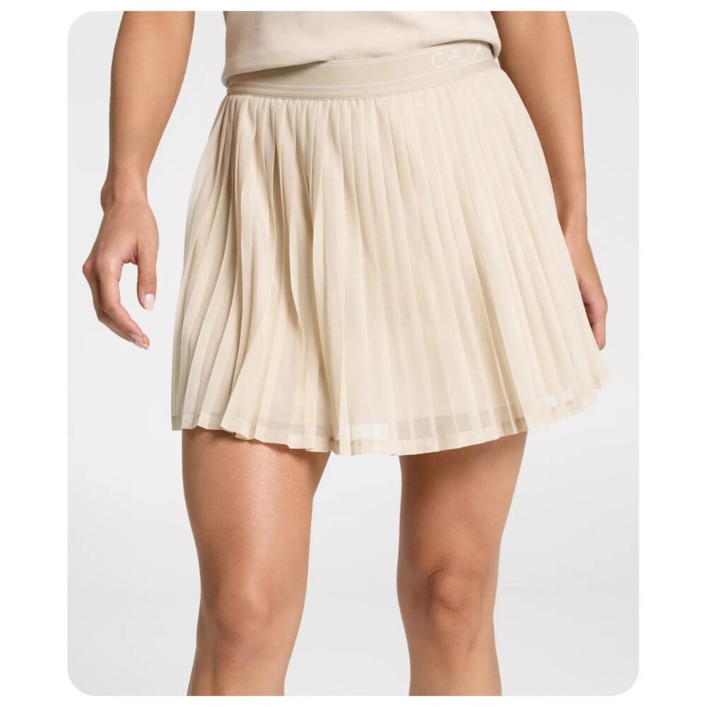 NWT CALIA Court Khaki Sand High Rise Pleated Mesh Skort sz XL